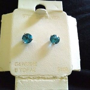 Genuine 10K Gold Round Natural Birthstone Stud Earrings - 6mm Sky Blue Topaz